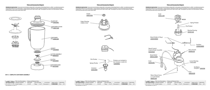 Diagram Diagram and Parts List for 91200  Hamilton Beach Blender